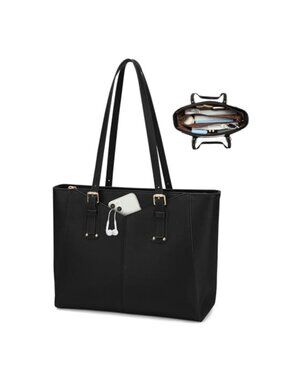 Large PU Leather Tote Bag for Women 14 inch Laptop Handbag Shoulder Bag Work
